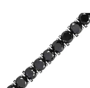 28 Ctw Black Natural Diamonds In 14k White Gold Unisex Tennis Bracelet 29.8 Gram - Picture 1 of 4