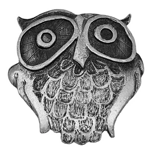 Vtg. METZKE Owl Brooch Pin Pewter Bird MCM Grannycore Animal Mid-Century Modern - Picture 1 of 2