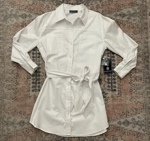 Bagatelle NWT White Cotton Long Sleeve Button Down Dress Shirt Women’s Size Med - Picture 1 of 5
