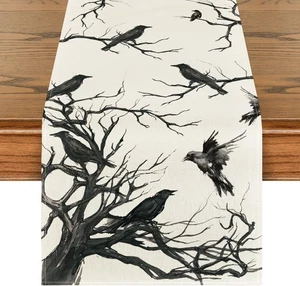 Artoid Mode Silhouette Baum Krähen Zweige 13 x 120, Tischläufer, beige - Bild 1 von 7