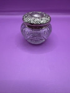 Antike viktorianische Sterling 925 Kristall Waschtischdose - Bild 1 von 5