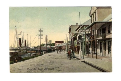 H649 Bermudas - Front Street West 1907 Postal - Usada en Canadá - Foto 1 de 2