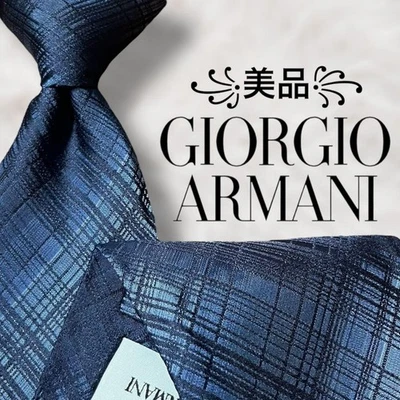 Corbata de seda azul a cuadros degradados Giorgio Armani para hombre usada Foto 1 de 4