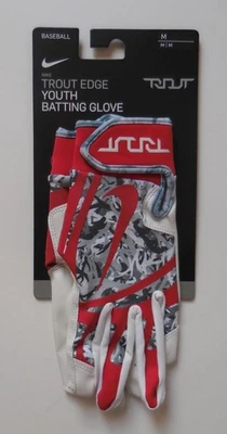 耐克鳟鱼边缘击球手套青少年大学红色/白色/灰色中号 — 第 1/4 张图片