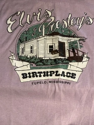 Vtg 80s Elvis Kids T-shirt Single Stitch Tupelo Presley's Birthplace Sz L  14-16 - Image 1 of 4