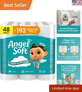 Papel higiénico en relieve de 2 capas - 48 mega rollos, lavable y biodegradable - Imagen 1 de 10