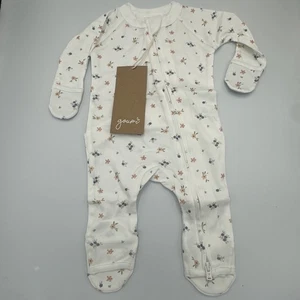 Tuta Goumi Kids Posey Baby Footie taglia neonato dormiente zip bambù floreale - Foto 1 di 5