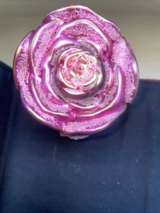 Vintage Dillard’s Trimmings Hand Blown Glass Christmas Pink Rose Ornaments - Picture 1 of 8