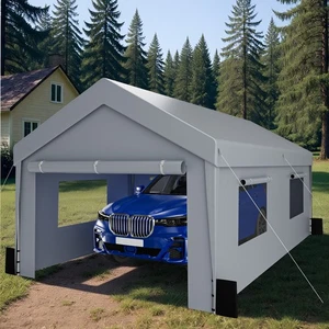 3x6m Carport Car Canopy Portable Garage Storage Shelter Roll-up Sidewalls/Door - Picture 1 of 7
