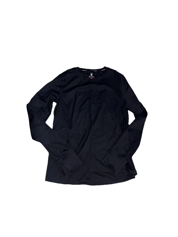 全新 Spyder 女式长袖圆领活动上衣黑色 XL — 第 1/1 张图片