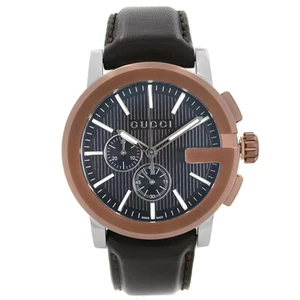 GUCCI G-Chrono XL YA101202 Black Dial Brown Leather Men's Watch 44mm - Picture 1 of 17