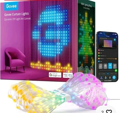 Govee Curtain Lights, Smart LED Color Changing Wall Lights, Dynamic DIY Curtain  - Image 1 of 4