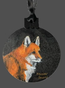 ADORNO DE MADERA PINTADO A MANO ZORRO ROJO INC CINTA CAJA DE REGALO Y ENVÍO - Imagen 1 de 5