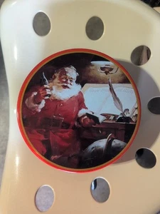 Vintage Round Coca Cola Christmas Santa Tin 1986 Coke Original Tin - Picture 1 of 8