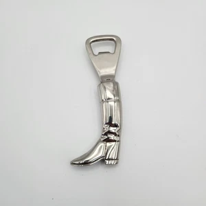 VTG COWBOY BOOT SHAPED METAL BOTTLE OPENER SILVER PLATED - Picture 1 of 14