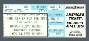 Boleto de colección "La música de Andrew Lloyd Webber", Sarah Brightman, 1991 - Imagen 1 de 2