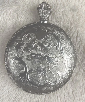 Reloj Bolsillo Geneva Cuarzo Diseño Floral Plata y Oro Metal Cubierta Batería Nueva Foto 1 de 4