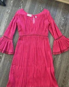 Vintage 70er Jahre mexikanisches Prärie Kleid Gr. 14 Landhaus viktorianisch Boho Blumen Spitze Hochzeit - Bild 1 von 8