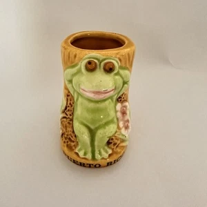COLLECTIBLE Puerto Rico Frog CERAMIC TOOTHPICK HOLDER - Picture 1 of 8