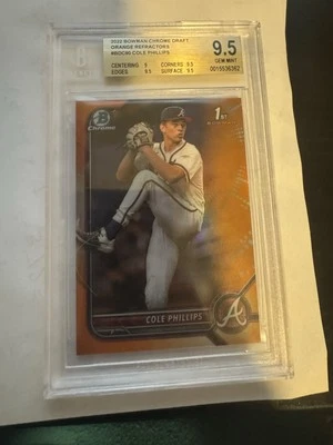 2022 Bowman Chrome Draft Cole Phillips Orange Refractor #BDC-90 Beckett 9.5 - Image 1 of 2