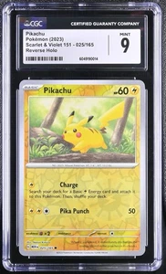 Pikachu Reverse Holo CGC MINT 9 ๐ 025/165 Scarlet & Violet 151 Pokemon - Picture 1 of 2