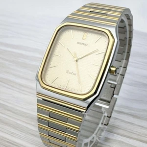 SEIKO Dolce Reloj Hombre Cuadrado Tungsteno Cuarzo con Batería Nueva - Imagen 1 de 6