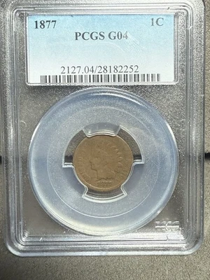 1877 1c Indian Head Small Cent Key Date Looks VG PCGS Good 4 G04 G4 - Image 1 of 4