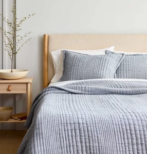 Quittenblau (nur Quilt) 2-farbige Kanalnaht Bio-Baumwolle Full/Queen $ 317 MP - Bild 1 von 4