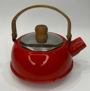 Vintage Red Enamel Teapot - Picture 1 of 12