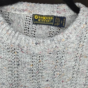Vtg OshKosh Bgosh Mens Sweater XL Gray Fleck Knit Crewneck Chunky Warm - Picture 1 of 8