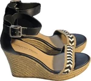Christian Siriano Shoes Platform High Heel Wedge Sandal Women's Size 7.5 Black - Picture 1 of 8