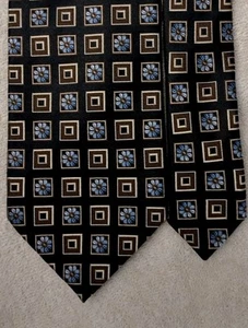 Cravatta uomo Ermenegildo Zegna nera stampa geometrica designer seta app 3 3/4 x 60 - Foto 1 di 6