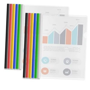 12 Pack Clear Report Covers with Sliding Bars, 5mm Sliding Bar File Folder, - Picture 1 of 7