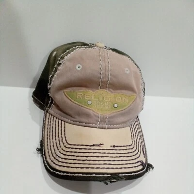 Sombrero de camionero True Religion para hombre verde envejecido vintage bordado alas logotipo Foto 1 de 4