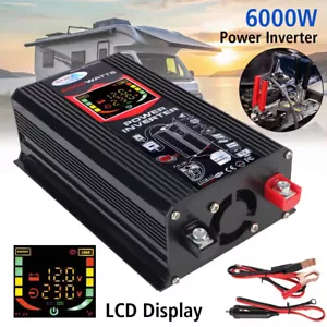 6000W LCD Auto Wechselrichter DC 12V zu AC 110V Reiner Sinus Solar Wandler USA - Bild 1 von 9