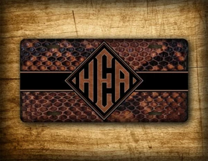 Copperhead Monogram Snakeskin License Plate Personalized Snake Skin Auto Tag - Bild 1 von 8