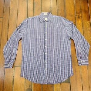 PETER MILLAR Shirt Men's Size L Button Up Long Sleeve Purple Plaid 100% Cotton - Picture 1 of 9