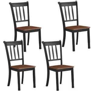 Set of 4 Wood Dining Chair High Back Dining Room Side Chair Home Kitchen Black - Picture 1 of 12