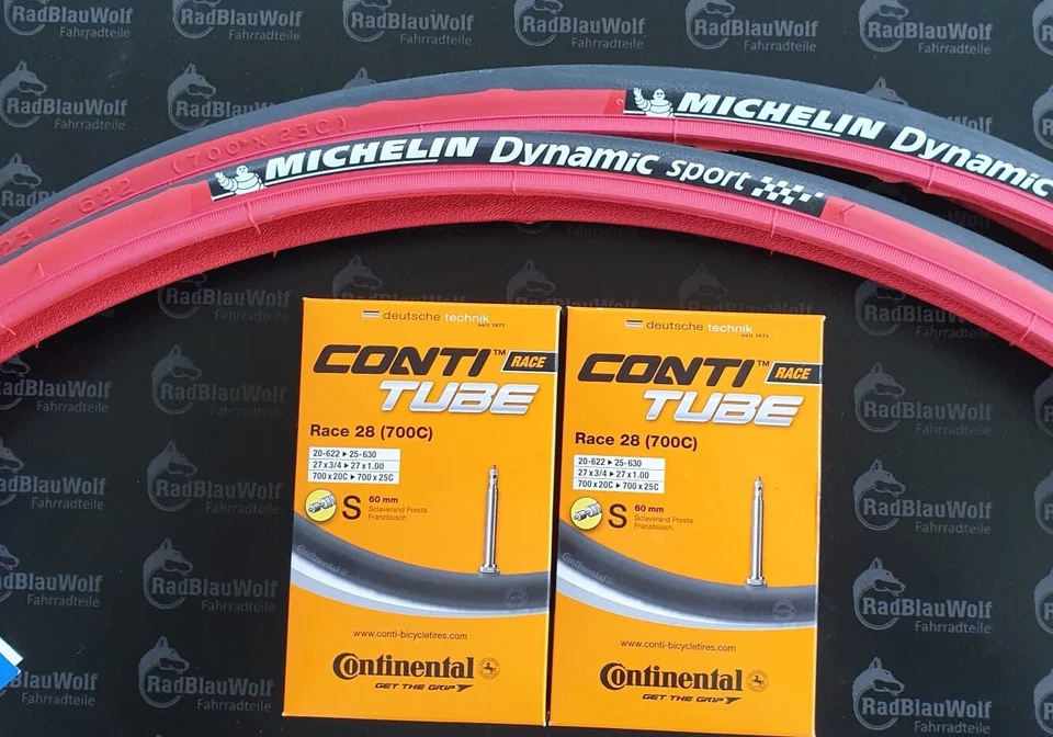 2 x Michelin Dynamic Sport Draht 28  700x23  23-622 Reifen 2 Schläuche - Bild 1 von 1