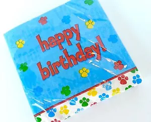 Child Birthday Party Pet Party Multicolor Paw Print Birthday Napkins 16 in Pack - Picture 1 of 3