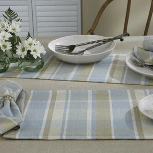 Park Designs Serena Plaid Placemat  ~~ Tan / Light Blue / White ~~ - Picture 1 of 2