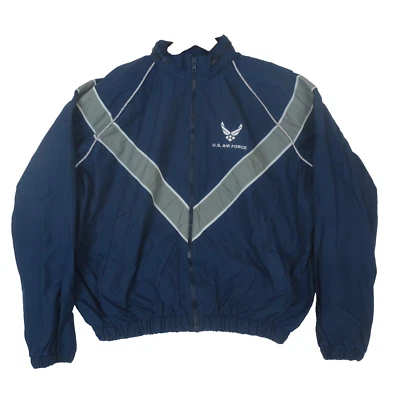 Chaqueta cortavientos Skilcraft de colección de la Fuerza Aérea de los Estados Unidos para hombre mediana azul forrada de malla Foto 1 de 4