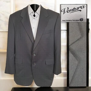 Tom James Bespoke Jacket Mens 44L Brown Microcheck Double Vented - Picture 1 of 10