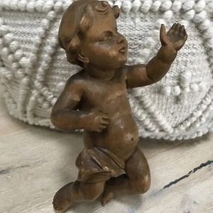 Primitive handgeschnitzter Holzputto/Cherub 13"" hoch - Bild 1 von 6