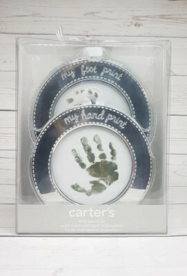 Carter's Baby Hand & Foot Print Kit Silver Nontoxic Stamp Pad Keepsake Babies - Image 1 of 4