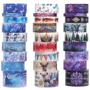 Cute Washi Tape for Journaling, 24 Rolls (12 x 7.5mm Wide & 12 x 15mm Wide - Picture 1 of 8