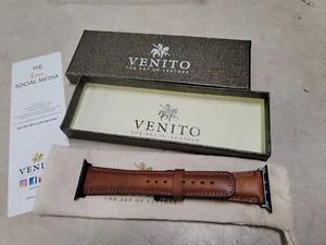 Venito Leather Watch Band For Apple 42/44mm Antique Brown Black Connector T6164 - Photo 1 sur 5