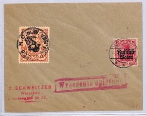 GERMANY WW1 Occupation POLAND Cover Warsaw LOCAL MIXED FRANKING Overprint YE159 - Picture 1 of 10