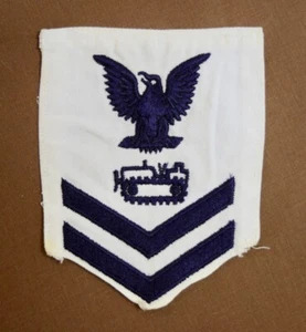 US Navy Rating Patch, 2nd Class Petty Officer, Equipment Operator, Black & White - Picture 1 of 2