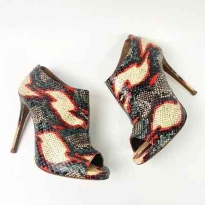 Botín al tobillo Tabitha Simmons 36.5 Farah Snake Peep Toe rojo negro blanco Foto 1 de 4